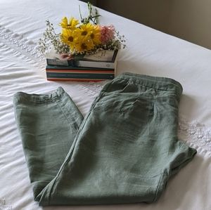 White Stuff Linen Trousers, Sage Green, Size 4